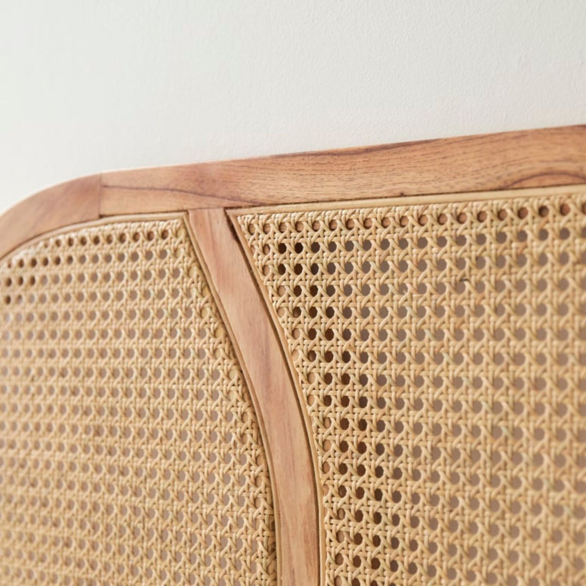 Modern Rattan Headboard Side View Sustainable Wood - LuxoraCraft