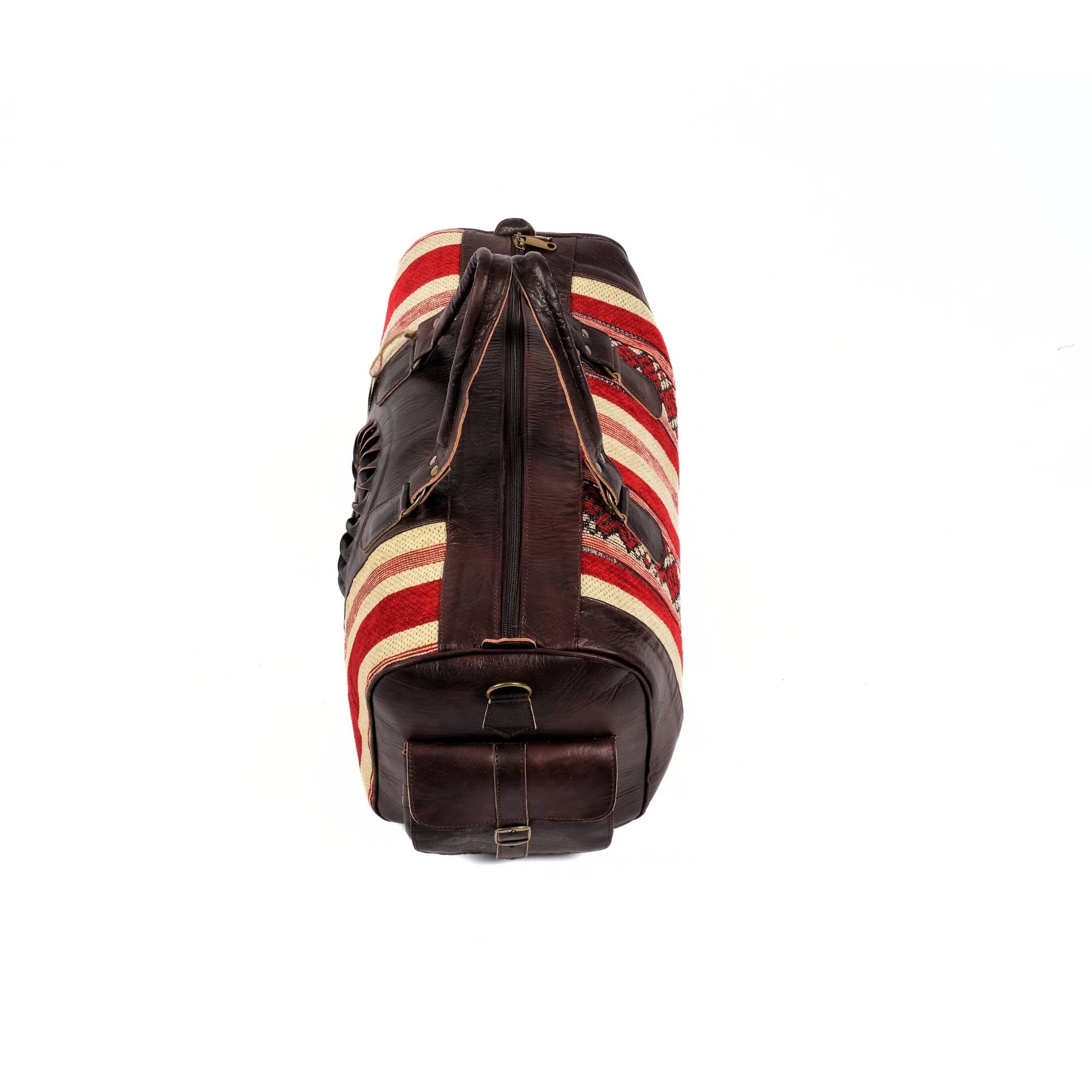 Sun Kilim Leather Travel Bag Brown Dark Brown Moroccan - LuxoraCraft