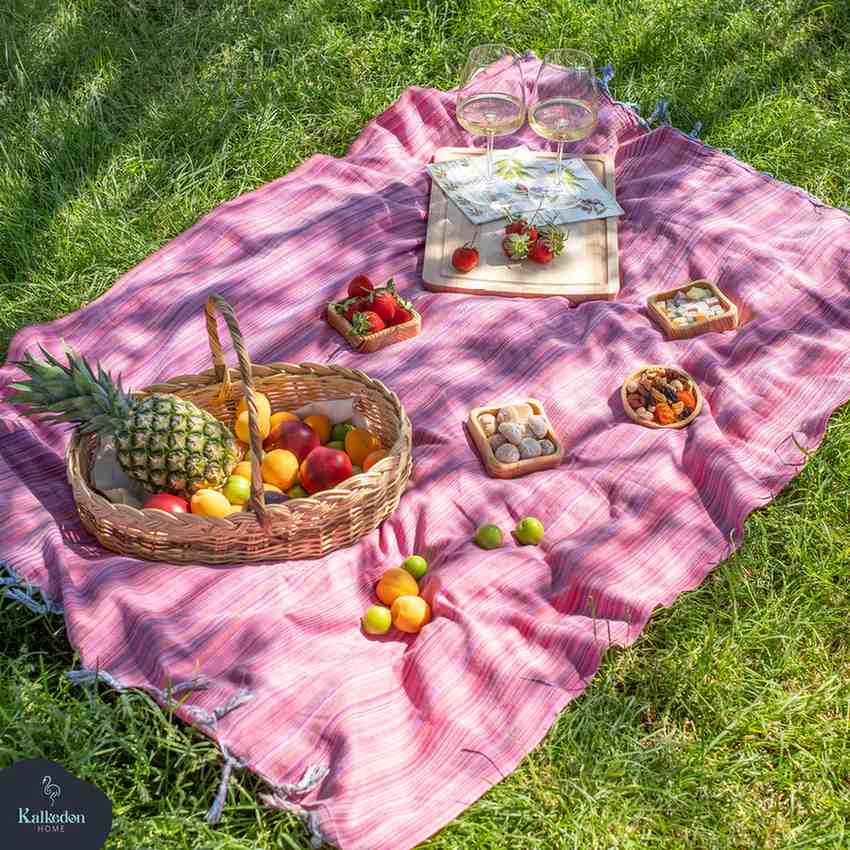 Rainbow Beach Towel Side View Colorful Turkish Cotton - LuxoraCraft