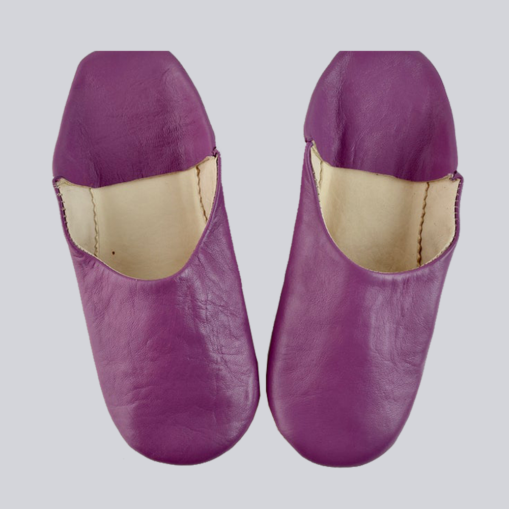 Purple Moroccan Leather Slipper Handmade Babouche - LuxoraCraft