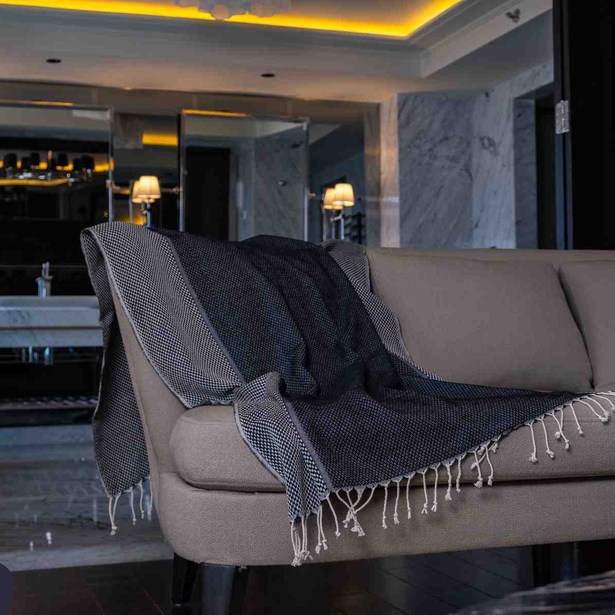 Yansima Turkish Towel Front View Premium Cotton Hammam - LuxoraCraft