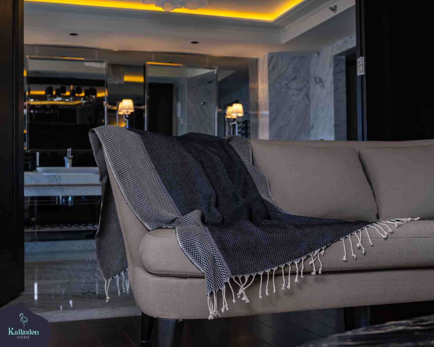 Yansima Turkish Towel Front View Premium Cotton Hammam - LuxoraCraft