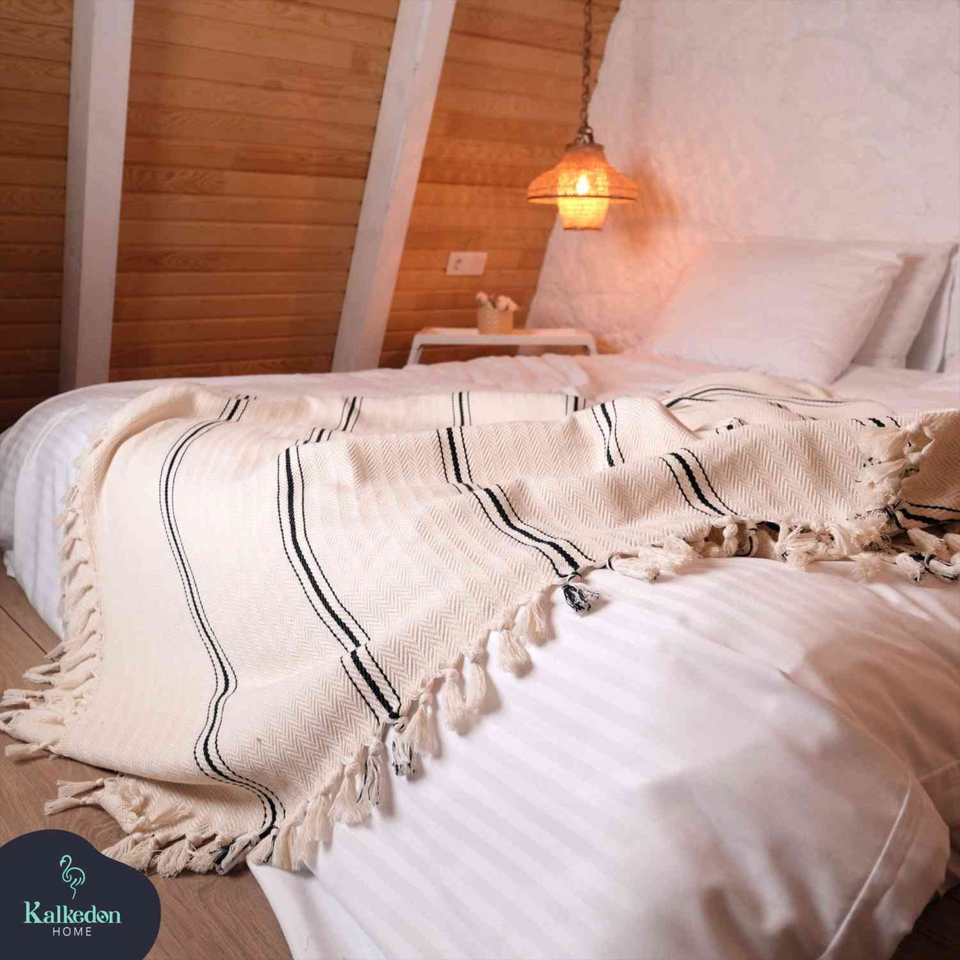 Handwoven Turkish Cotton Throw Blanket Luxury Style - LuxoraCraft