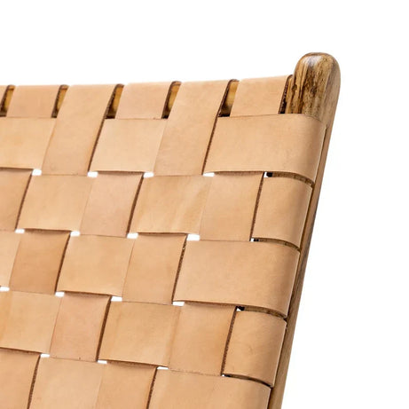 Tan-Woven Leather Lounge Chair