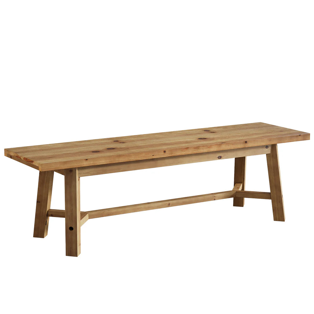 55-Inch Solid Wood Farmhouse Bench Close-Up Texture - LuxoraCraft