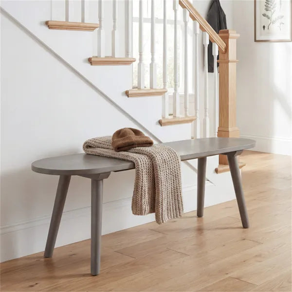 43-Inch Farmhouse Gray Wooden Dining Bench Angle View - LuxoraCraft