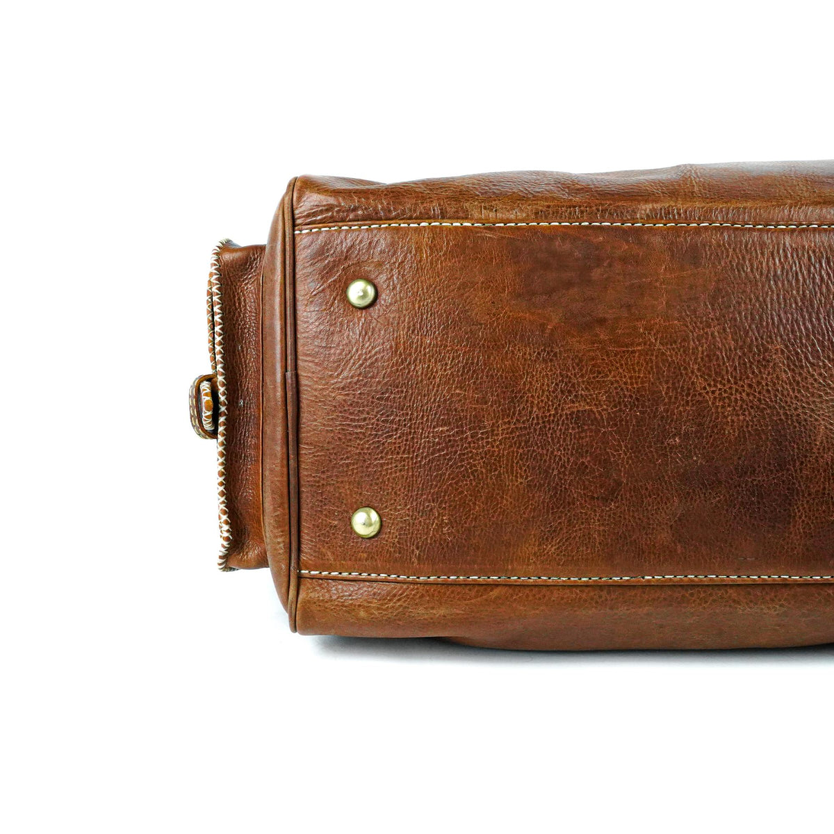 Brown Vintage Hand-Stitched Leather Travel Bag Marrakech - LuxoraCraft