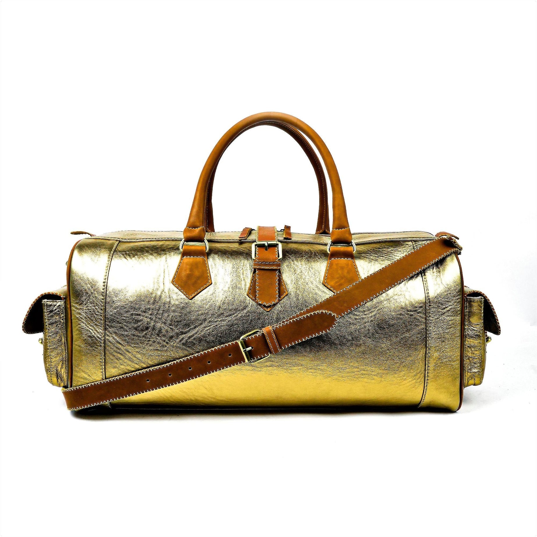 Bumblebee Leather Travel Bag-Hand-Stitched Vintage Style