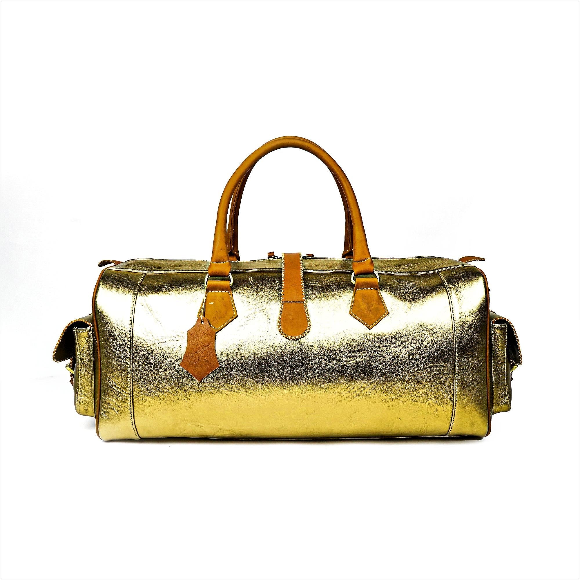 Bumblebee Leather Travel Bag-Hand-Stitched Vintage Style
