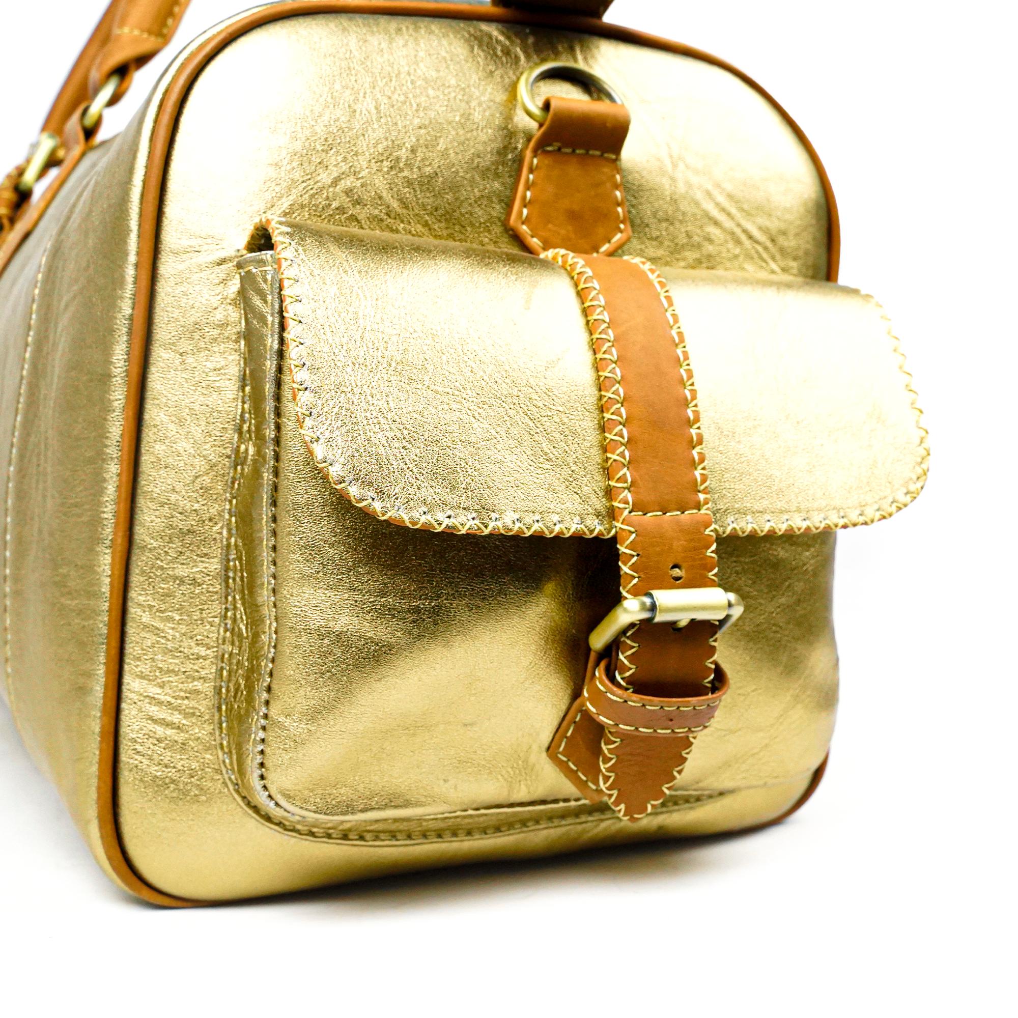 Bumblebee Leather Travel Bag-Hand-Stitched Vintage Style