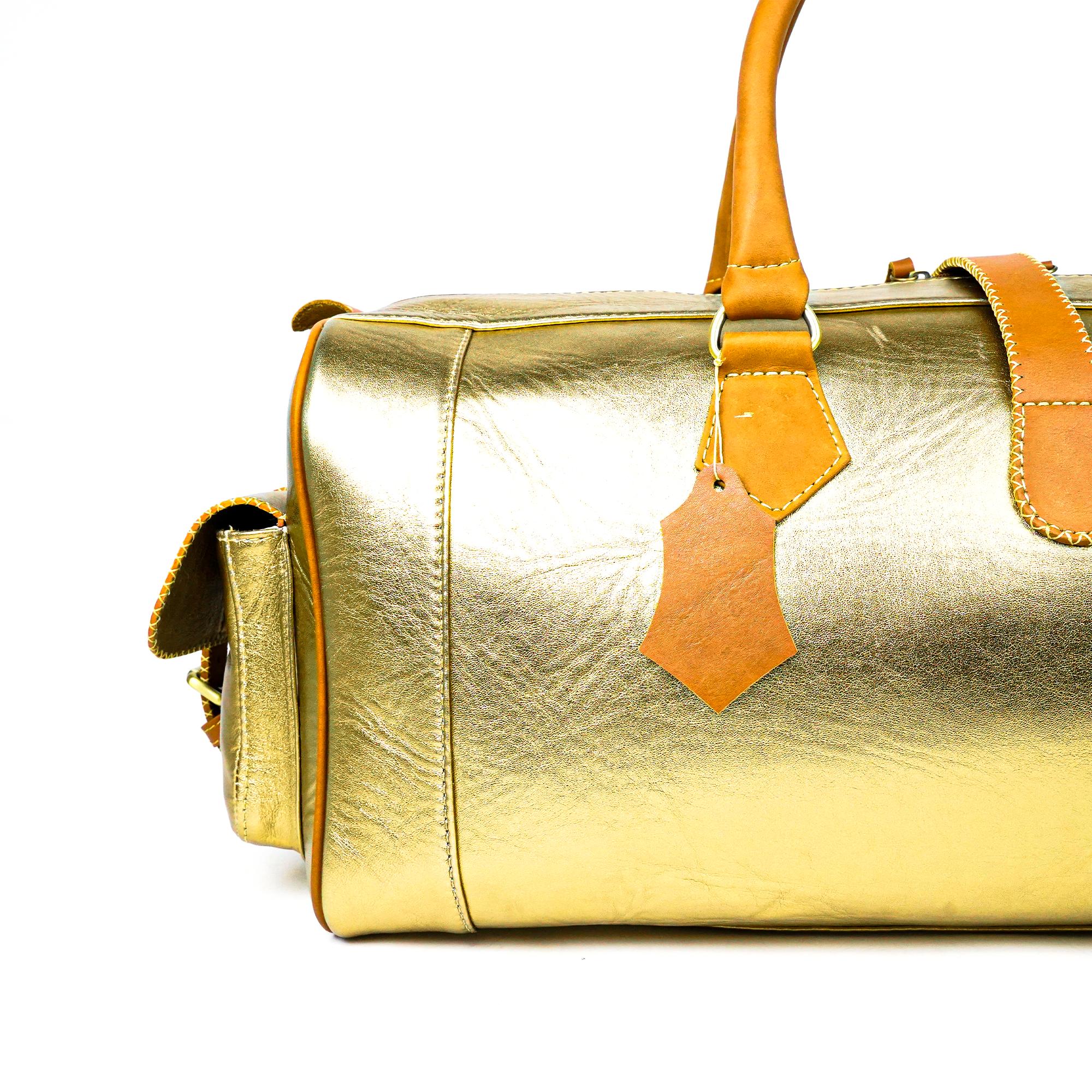 Bumblebee Leather Travel Bag-Hand-Stitched Vintage Style