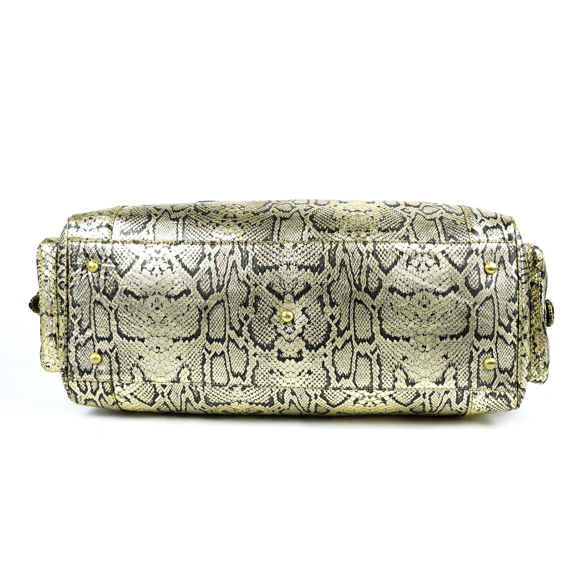 Python Leather Travel Bag -Hand-Stitched Vintage Style