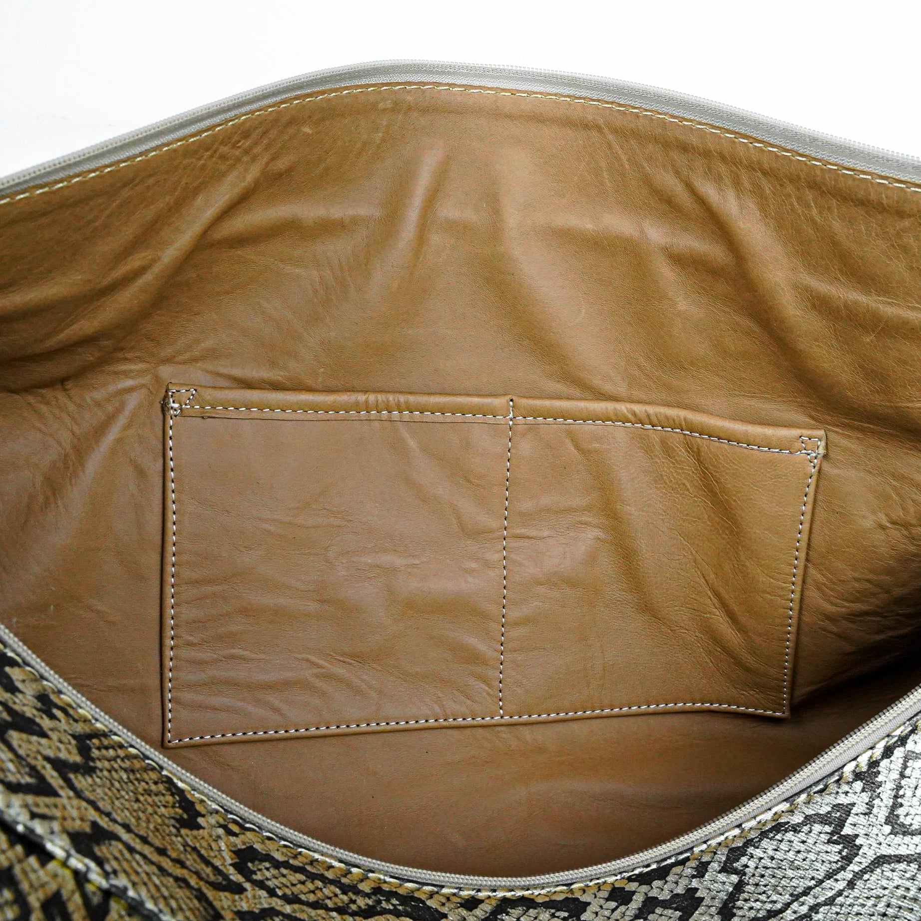 Python Leather Travel Bag -Hand-Stitched Vintage Style