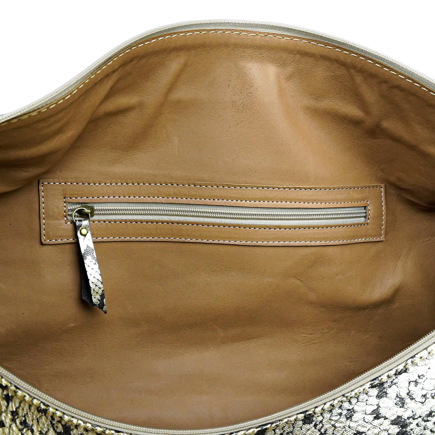 Python Leather Travel Bag -Hand-Stitched Vintage Style