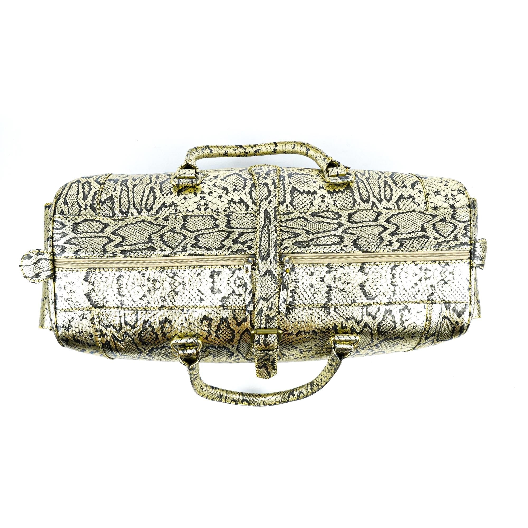 Python Leather Travel Bag -Hand-Stitched Vintage Style