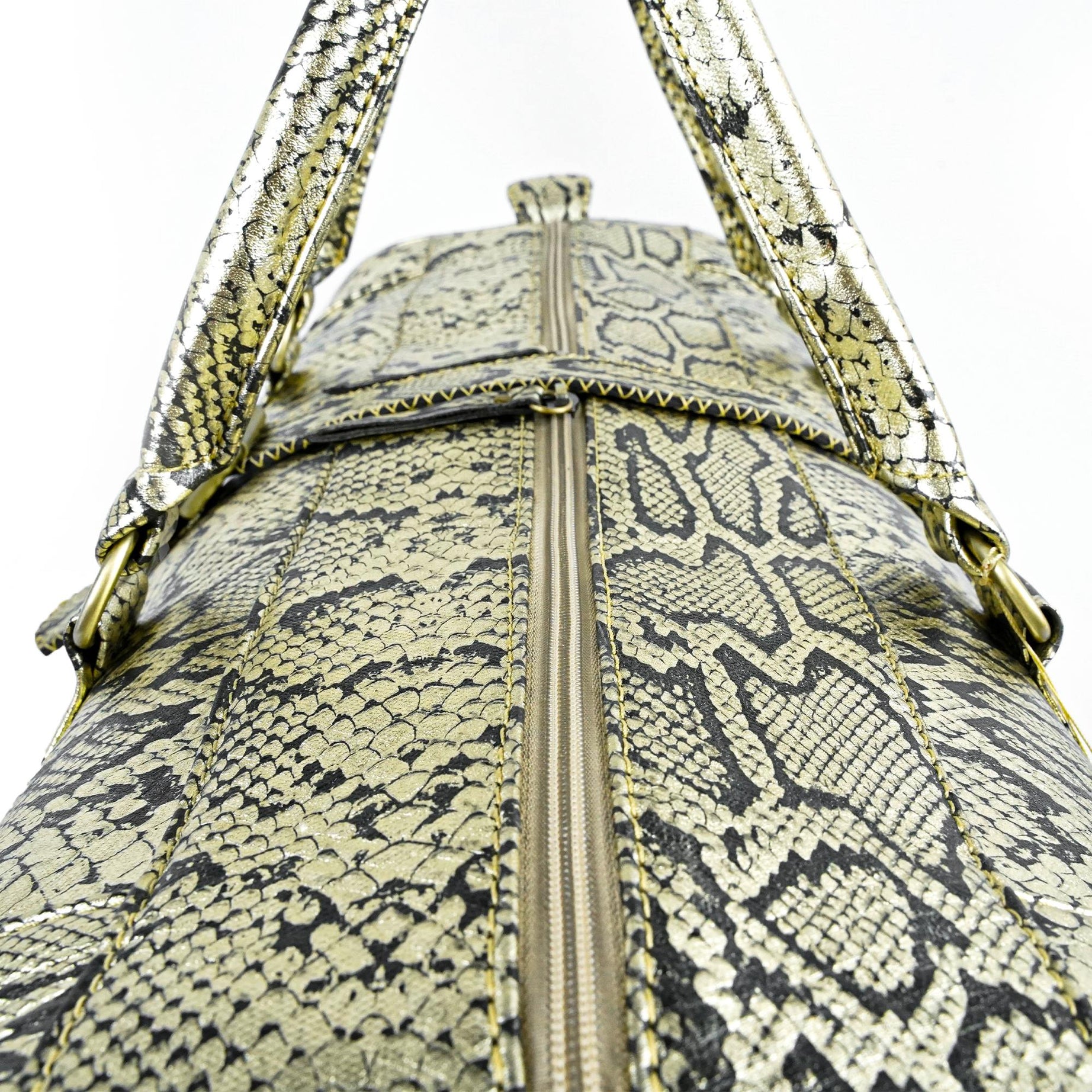 Python Leather Travel Bag -Hand-Stitched Vintage Style