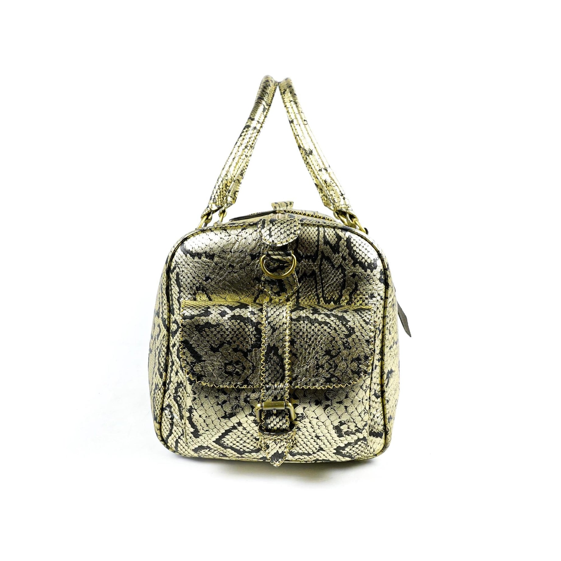 Python Leather Travel Bag -Hand-Stitched Vintage Style