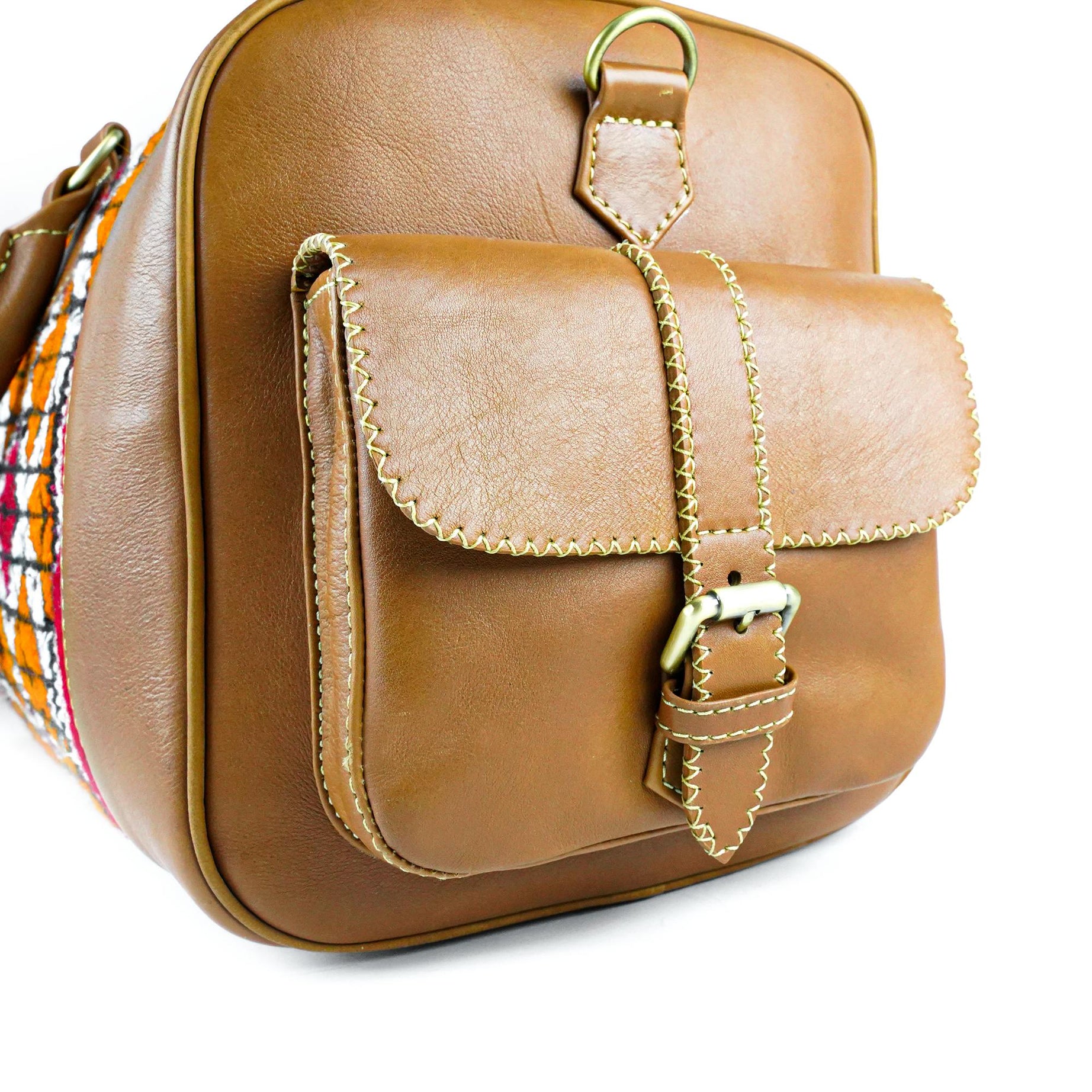 Kilim Leather Travel Bag-Hand-Stitched Vintage Style