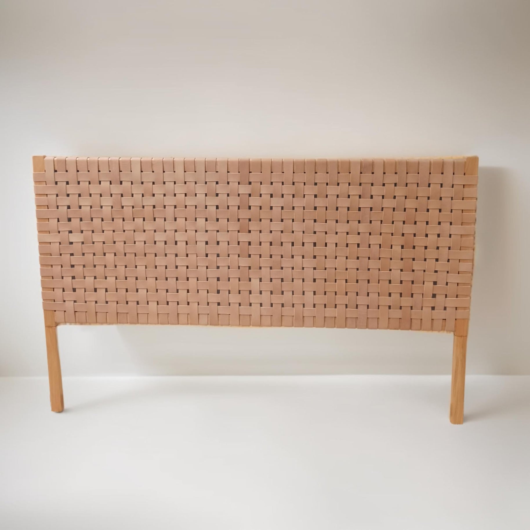 Contemporary Woven Queen Headboard Leather Texture Detail - LuxoraCraft