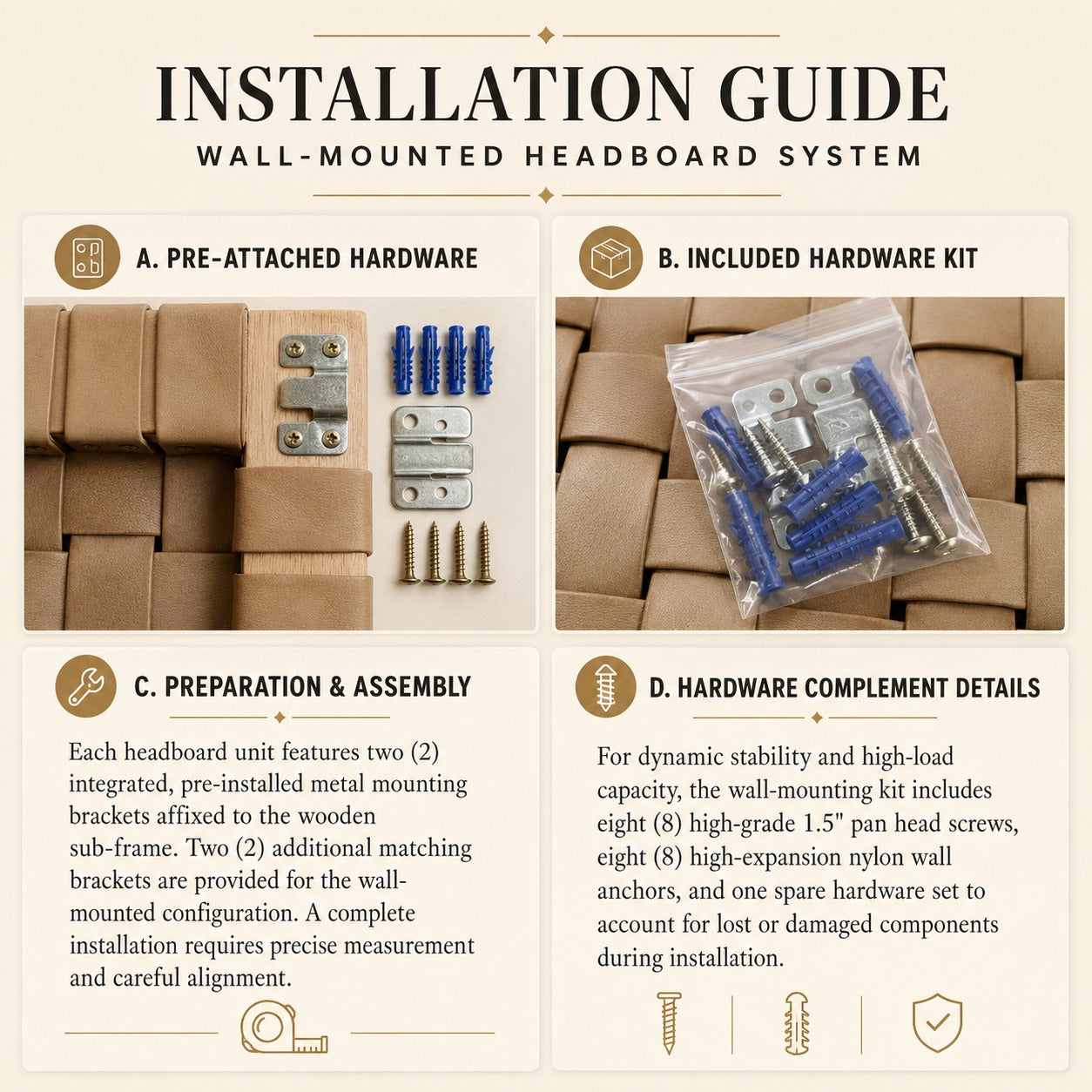 Custom Modern Leather Headboard – scandinavian Design with Hanging or Freestanding