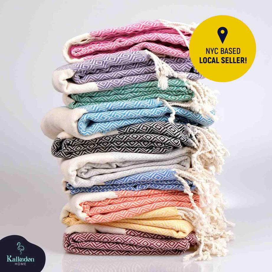 Diamond Turkish Towel Front View Luxury Premium Cotton - LuxoraCraft