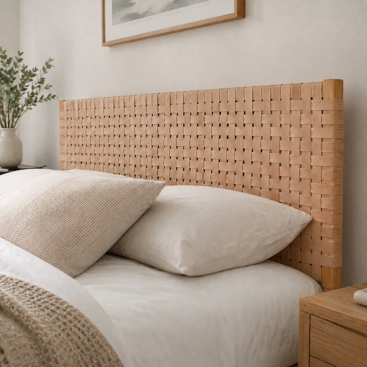 Luxury Woven Leather Headboard – Bring Natural Serenity to Your Bedroom