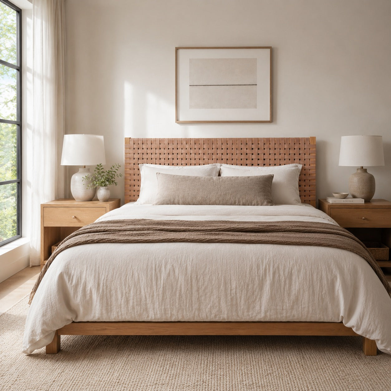 Luxury Woven Leather Headboard – Bring Natural Serenity to Your Bedroom LuxoraCraft