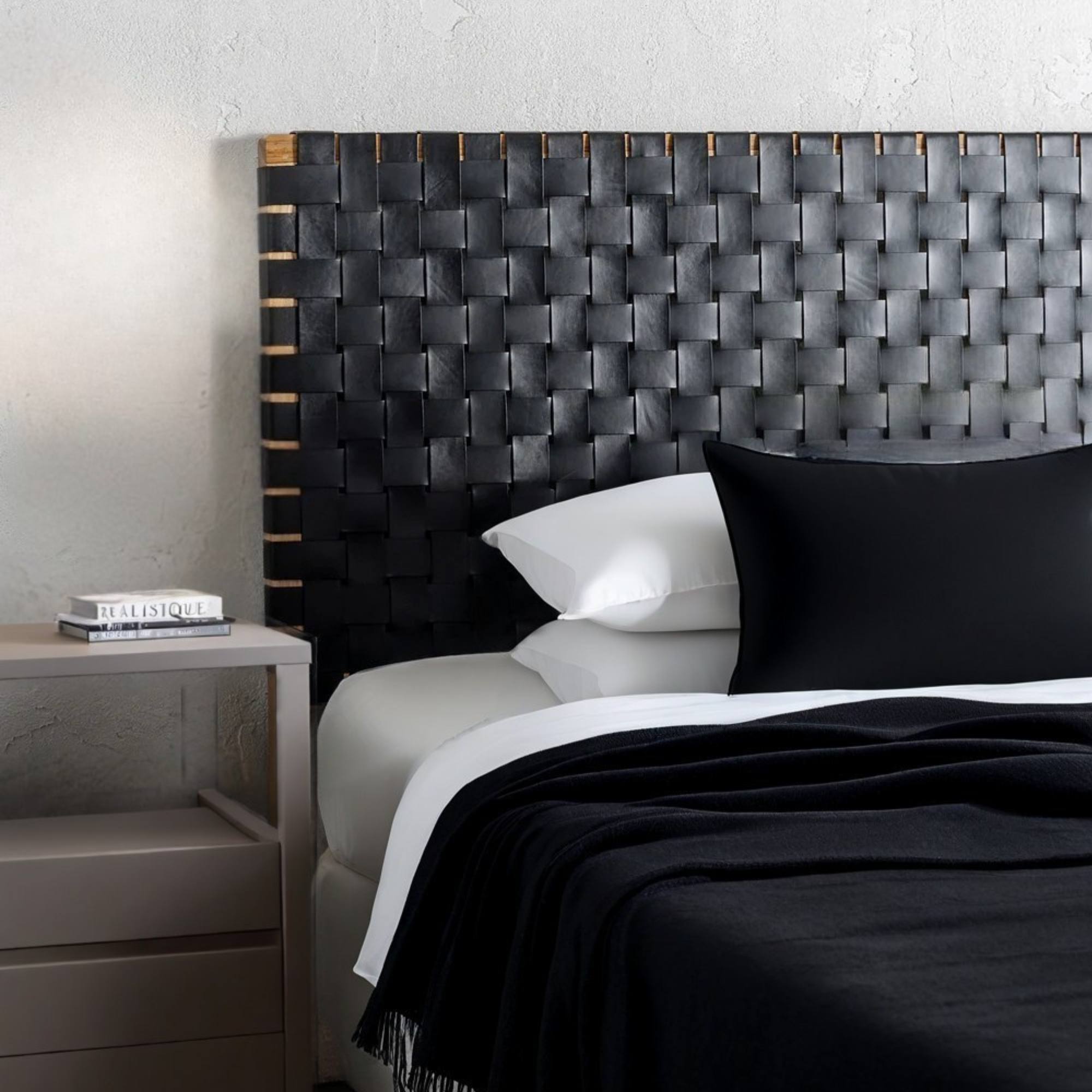 Custom Modern Leather Headboard – Sleek Design with Hanging or Freestanding Installation