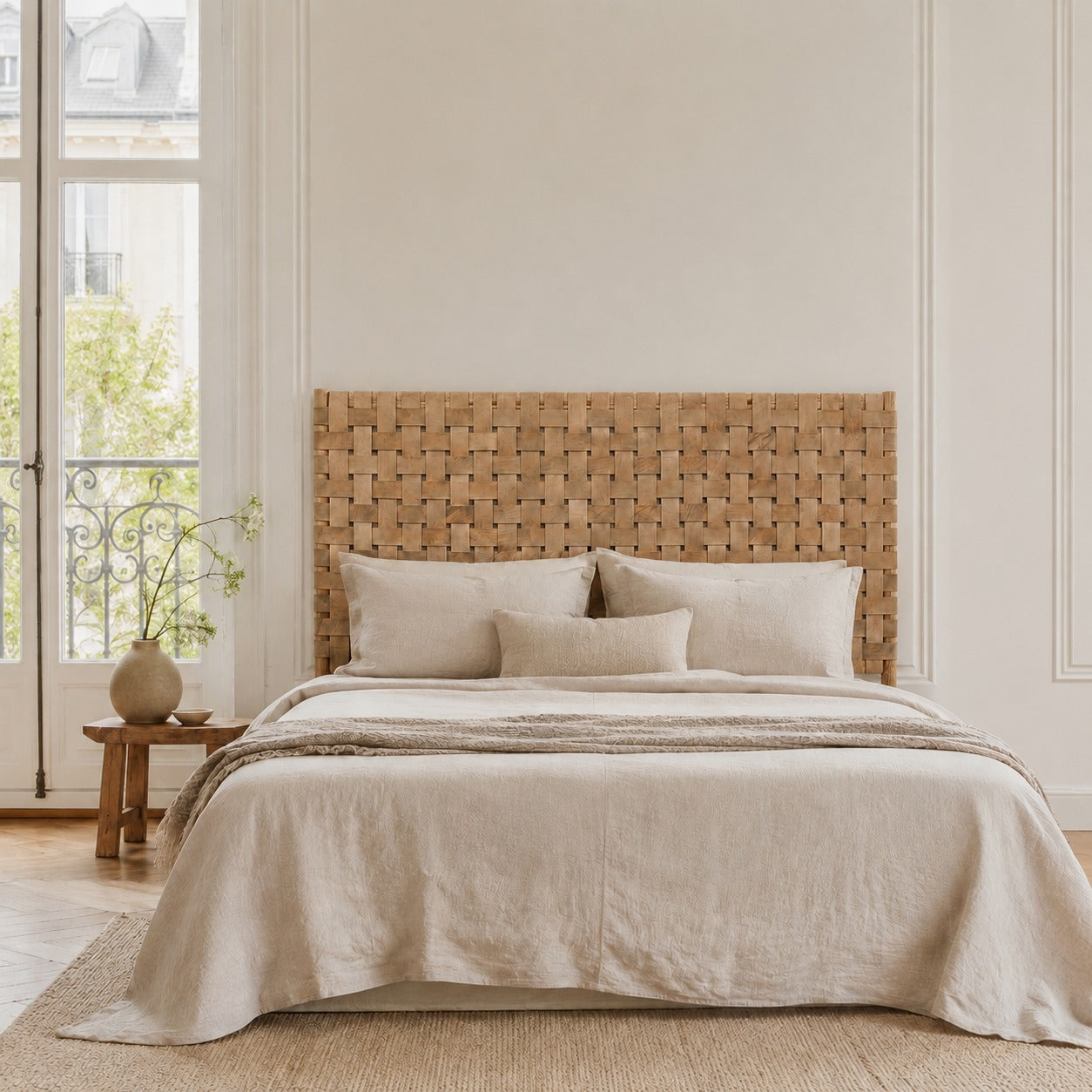 Leather Headboard – Custom Handmade with Hanging or Leg Options -Tan Leather