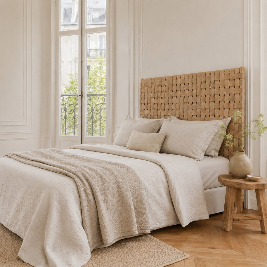 Leather Headboard – Custom Handmade with Hanging or Leg Options -Tan Leather