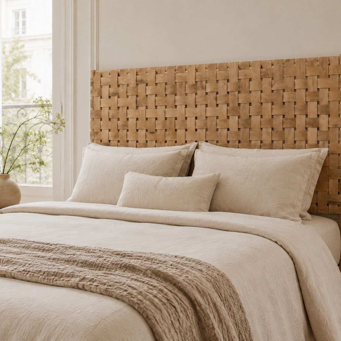 Leather Headboard – Custom Handmade with Hanging or Leg Options -Tan Leather