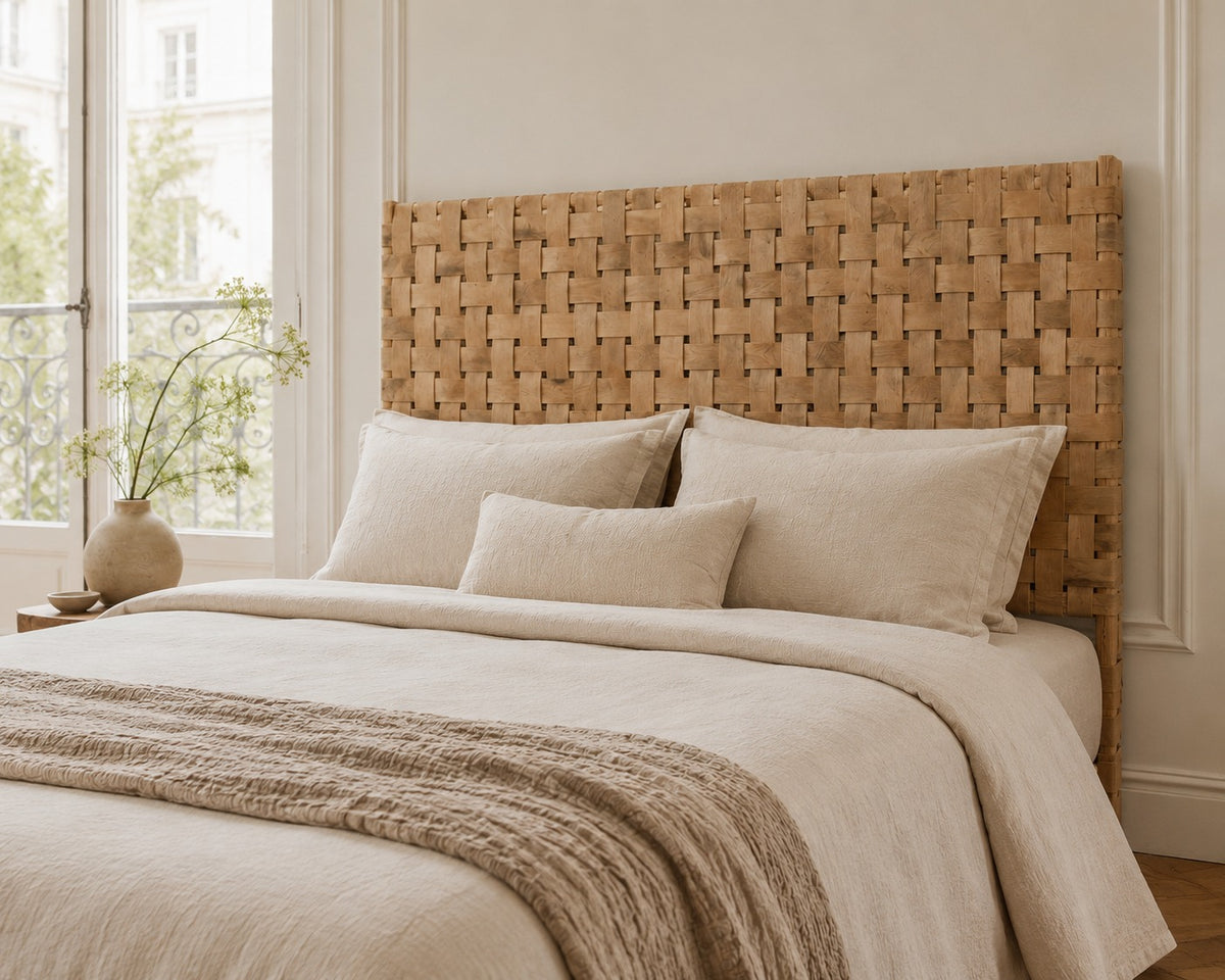 Leather Headboard – Custom Handmade with Hanging or Leg Options -Tan Leather LuxoraCraft