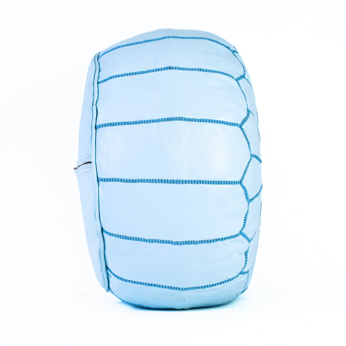 Handcrafted White Turquoise Leather Pouf Moroccan Interior - LuxoraCraft