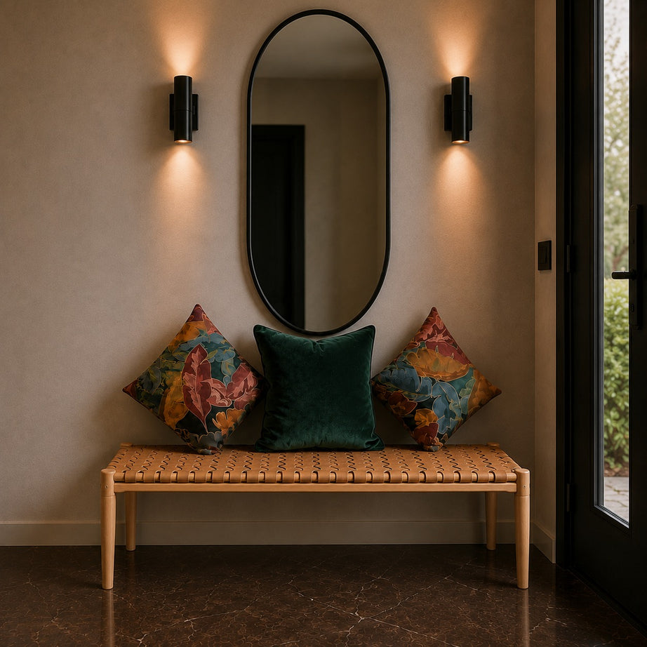 Modern Woven Leather Bench for Contemporary Spaces