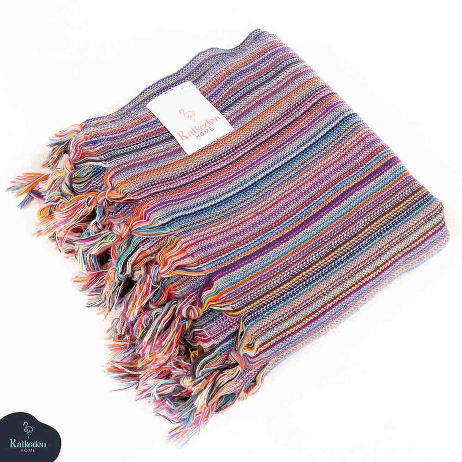 Rainbow Beach Towel Detail Colorful Stripe Pattern - LuxoraCraft