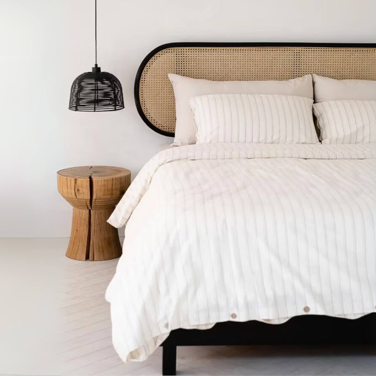 Handcrafted Rattan Headboard Luxury Bedroom Decor - LuxoraCraft