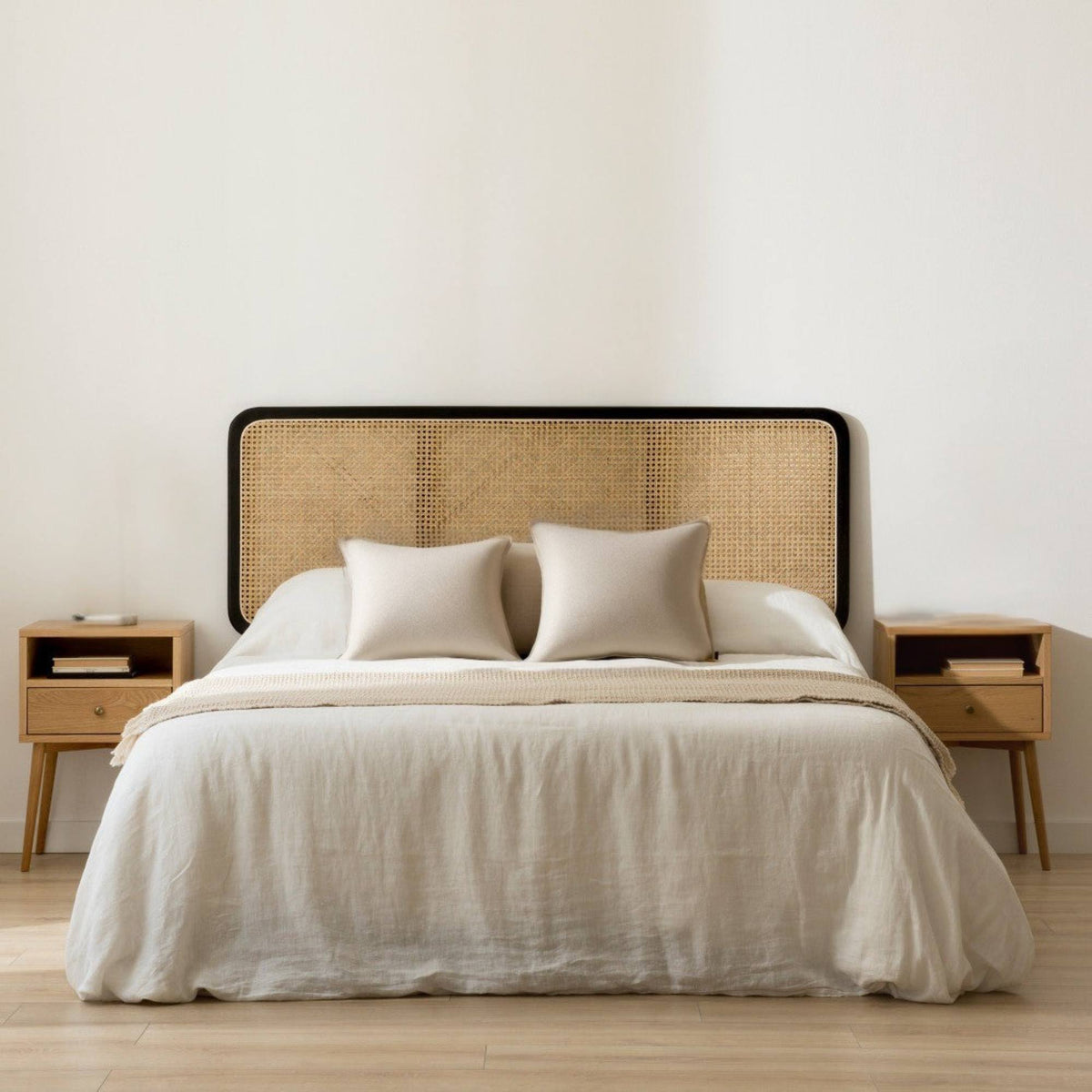 Handcrafted Luxury Rattan Headboard Artisan Bedroom Design - LuxoraCraft