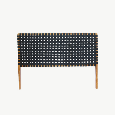 Classic Woven Leather Headboard Strap Texture Detail - LuxoraCraft