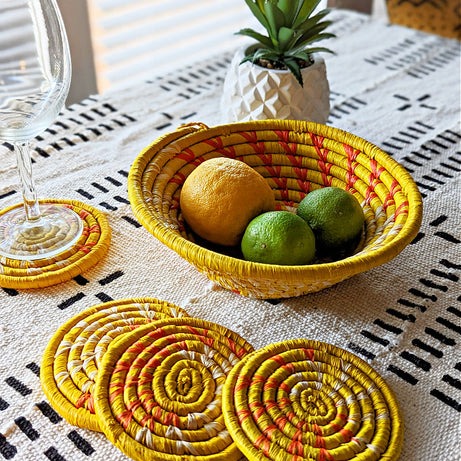 Large Yellow Woven African Basket