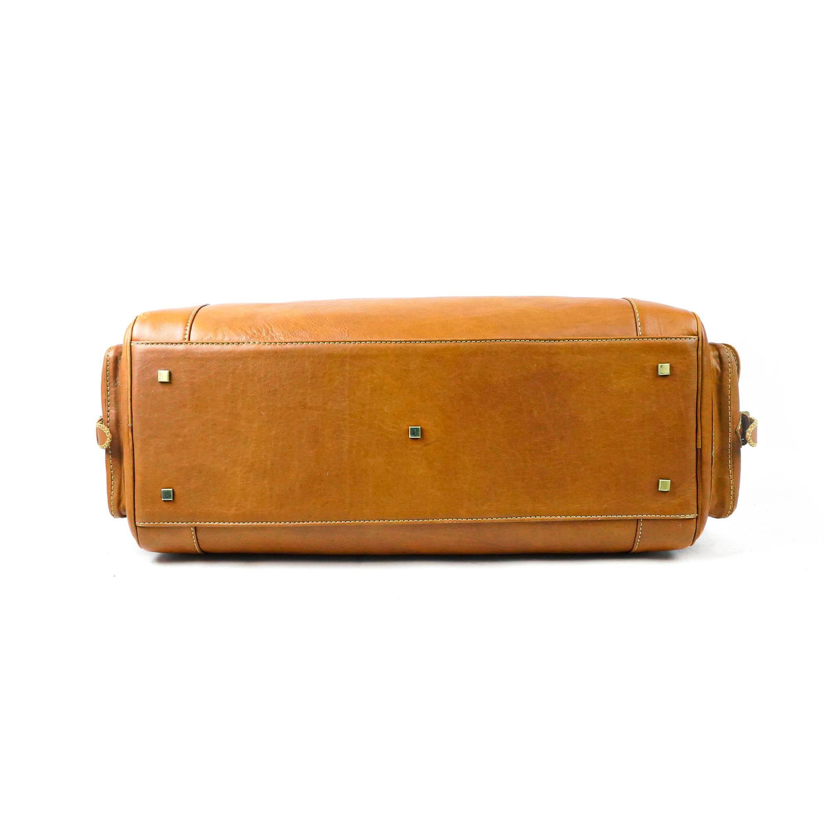 Vintage Cognac Leather Duffel Bag Artisan Marrakech - LuxoraCraft