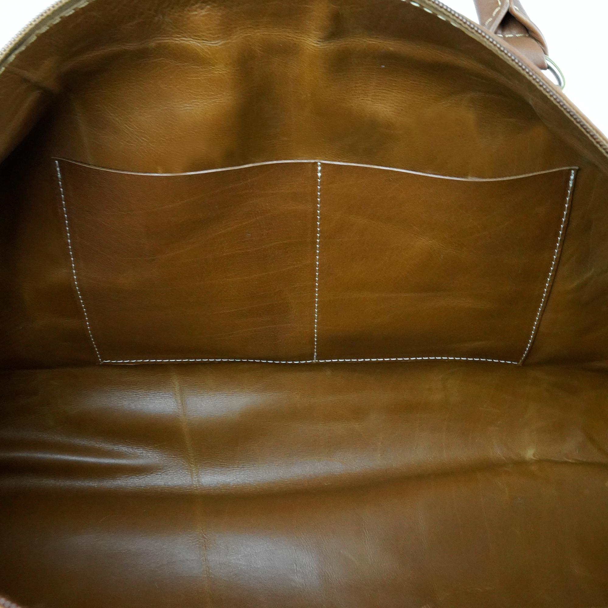 Vintage Cognac Leather Travel Bag – Hand-Stitched Craftsmanship