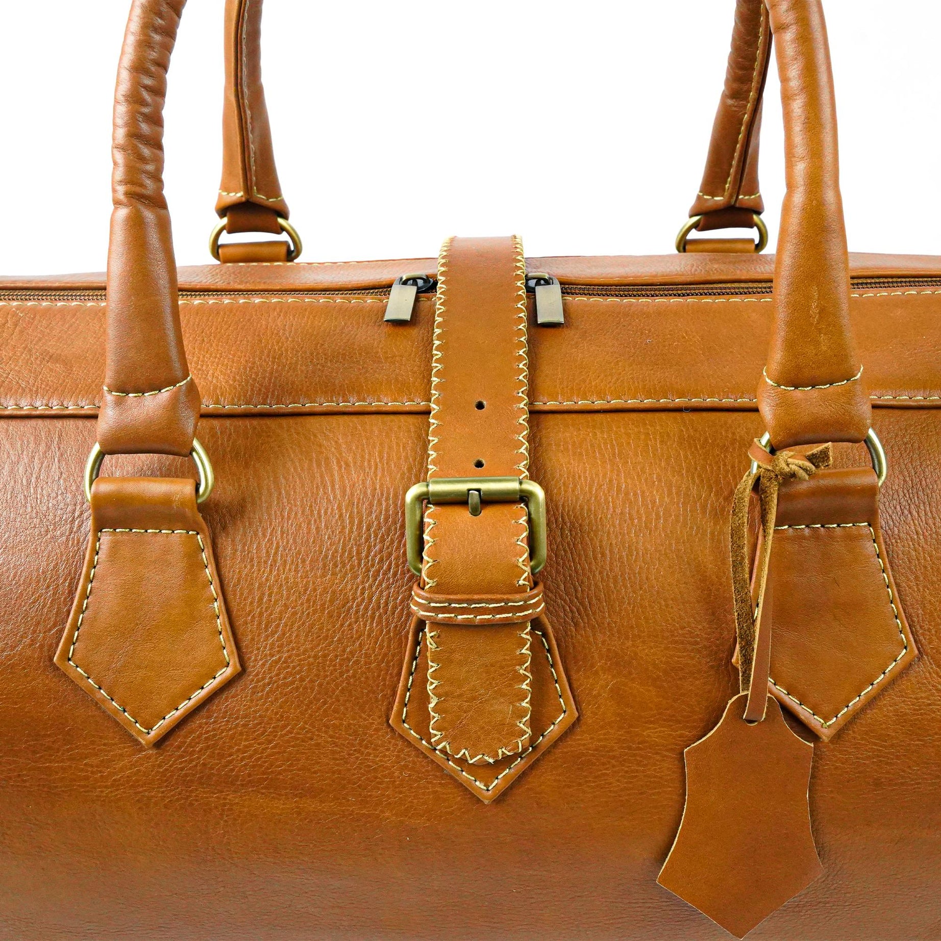 Vintage Cognac Leather Travel Bag – Hand-Stitched Craftsmanship
