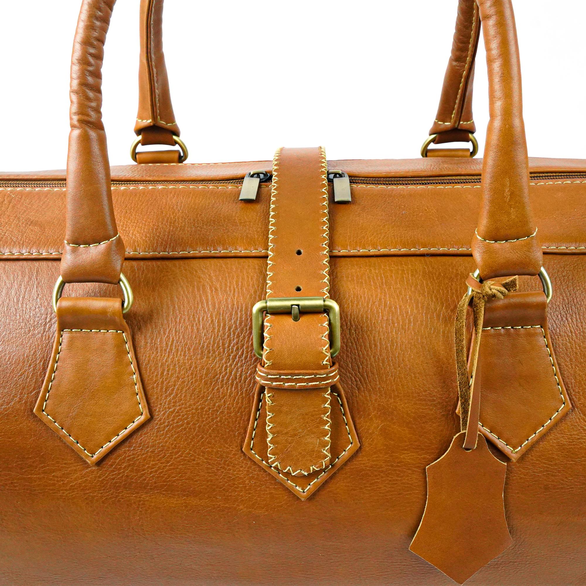 Vintage Cognac Leather Travel Bag – Hand-Stitched Craftsmanship