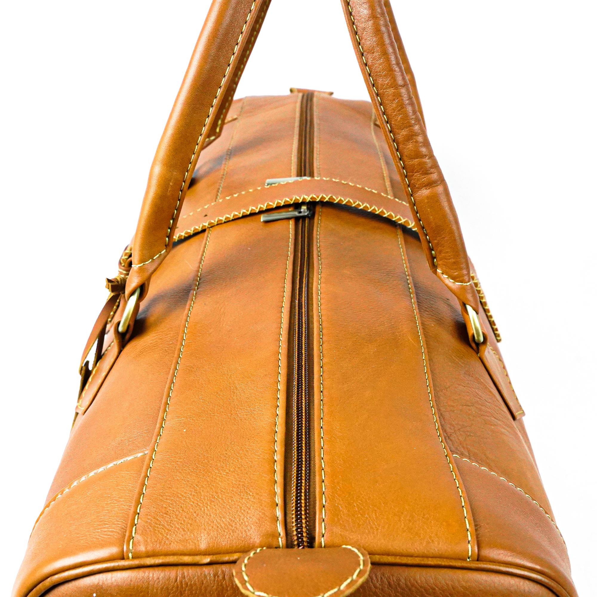 Vintage Cognac Leather Travel Bag – Hand-Stitched Craftsmanship