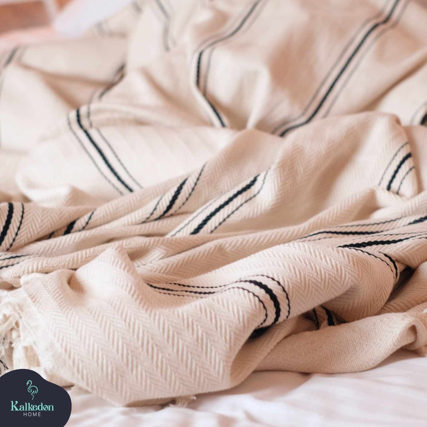 Handwoven Turkish Cotton Throw Blanket Premium Quality - LuxoraCraft