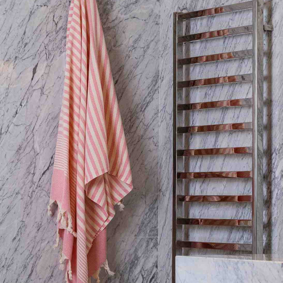 Bora Peshtemal Towel Side View Luxury Turkish Hammam - LuxoraCraft