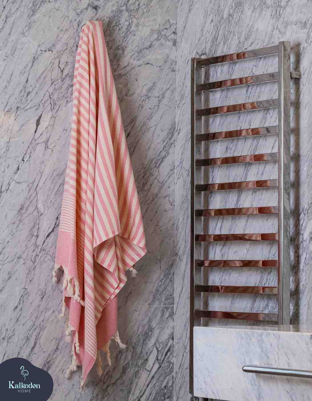 Bora Peshtemal Towel Side View Luxury Turkish Hammam - LuxoraCraft