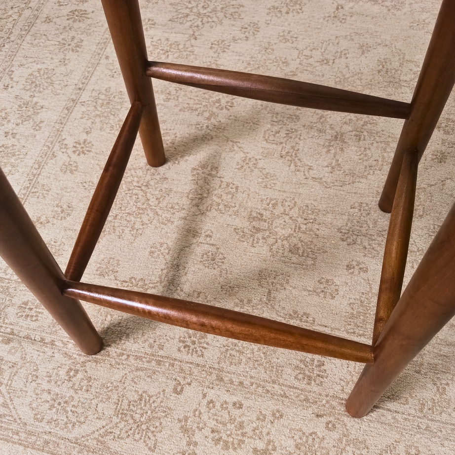 Handcrafted Walnut Counter Stool – Backless Solid Wood Bar Stool with Ergonomic Curved Seat for Kitchen Islands, Restaurants & Home Bars LuxoraCraft