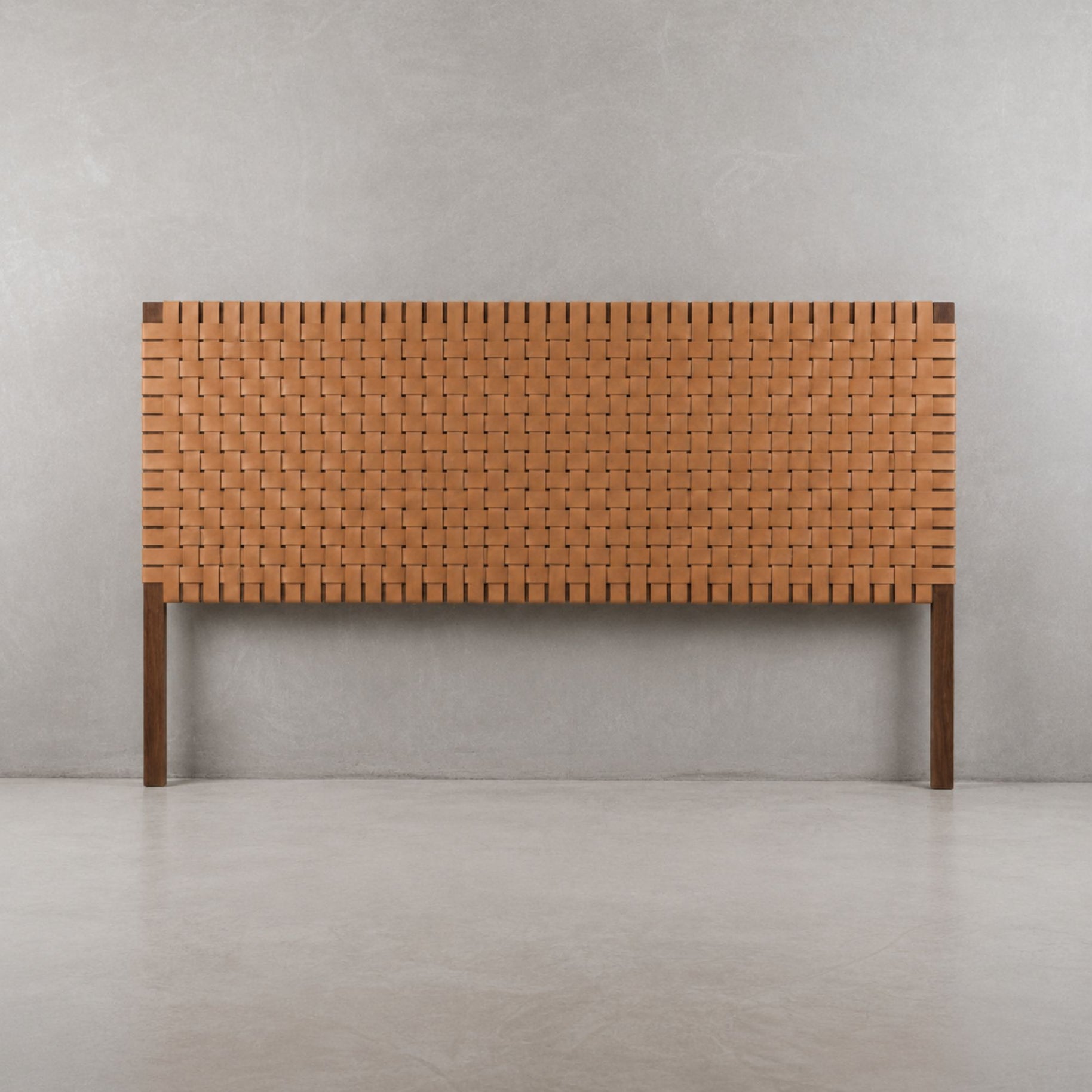 Solid Walnut Headboard with Full-Grain Leather Straps