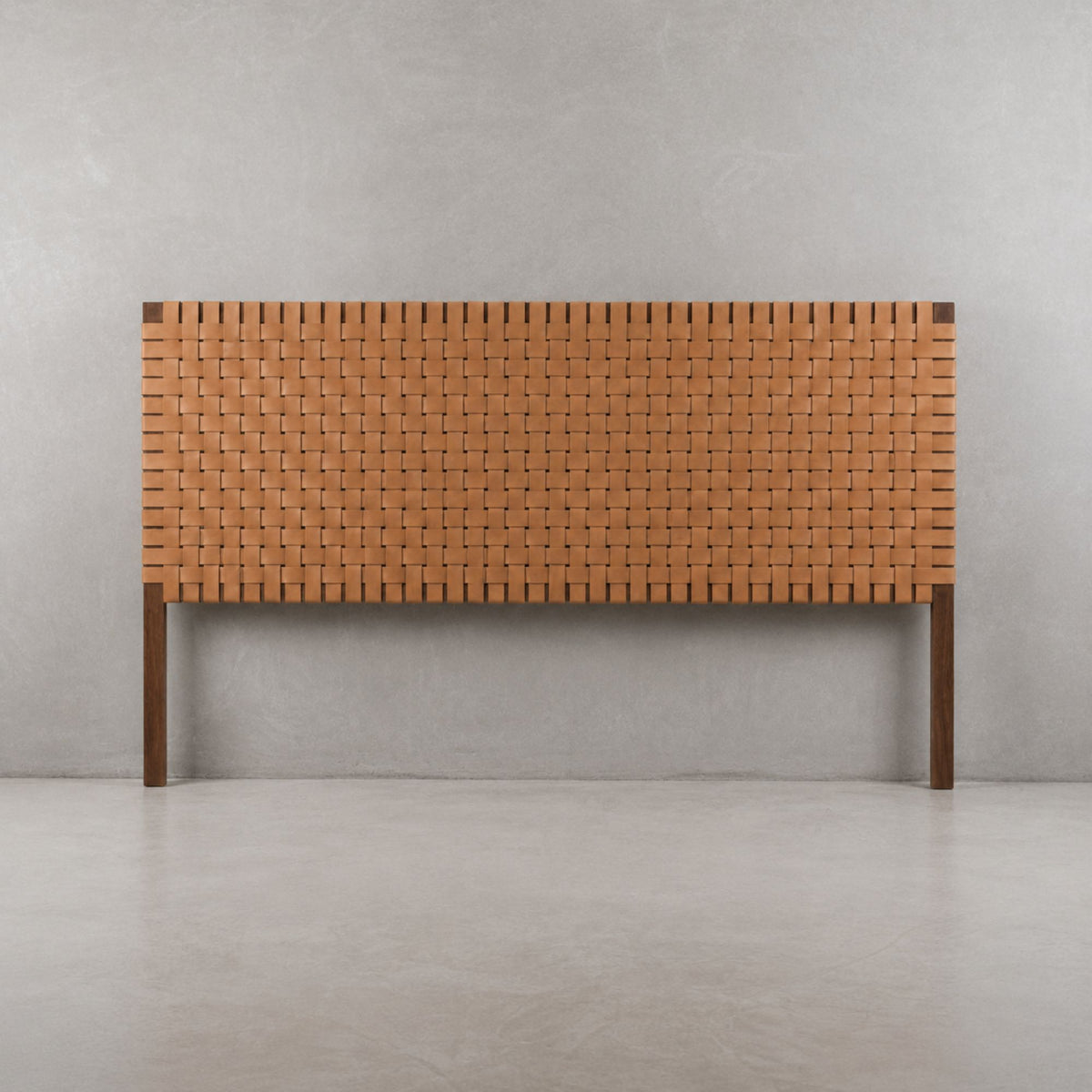 Solid Walnut Headboard with Full-Grain Leather Straps